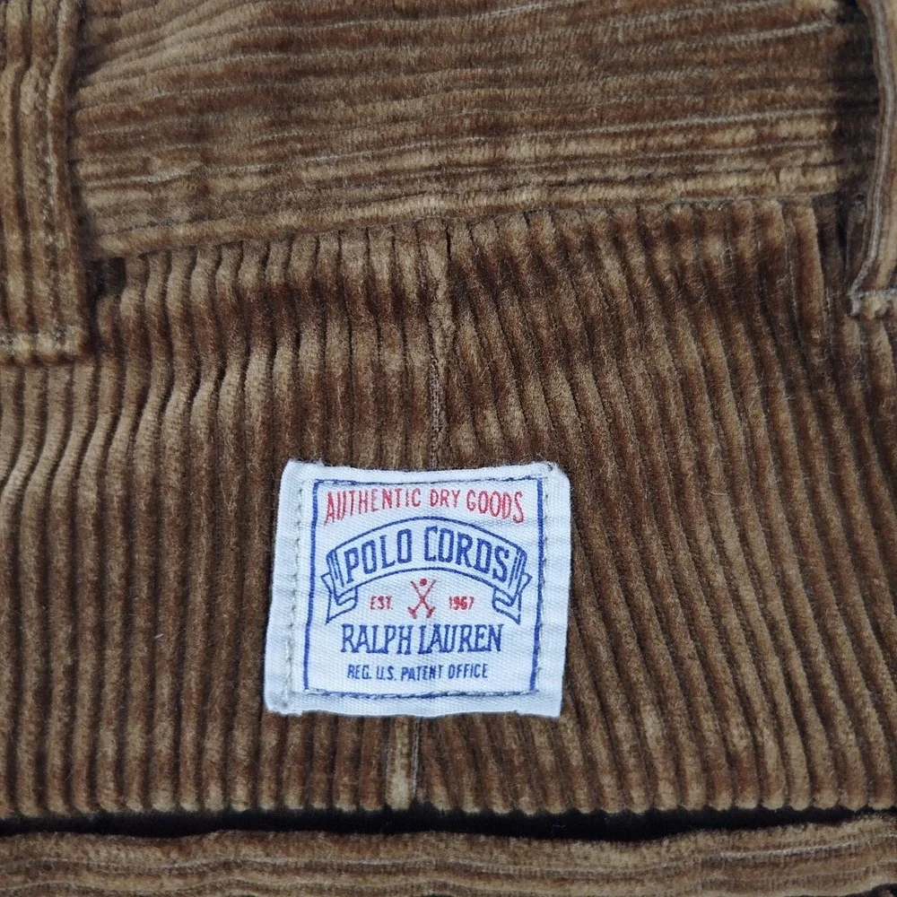 Vintage 80s Polo Ralph Lauren Corduroy‎ Pants Men's 38x27 Brown Made in USA
